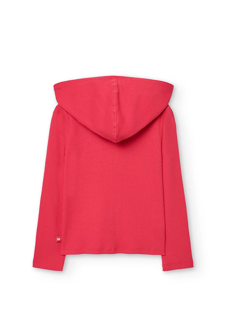 Giacca basica in maglia per bambina color fragola.
