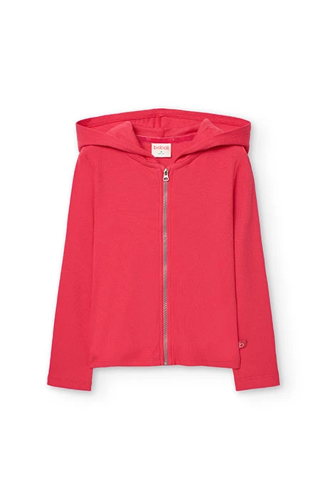 Girls basic knitted jacket in strawberry colour
