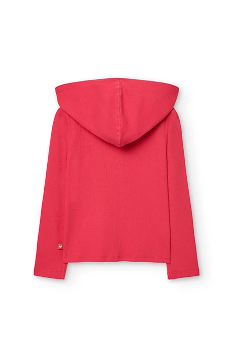 Girls basic knitted jacket in strawberry colour