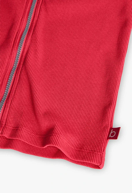 Girls basic knitted jacket in strawberry colour