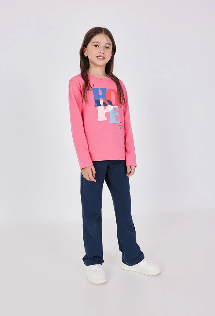 Pantalón niña de punto azul