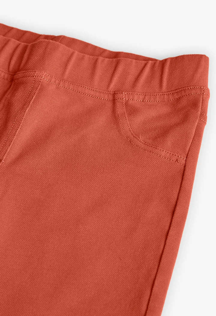 Pantaloni bambina in maglia arancione