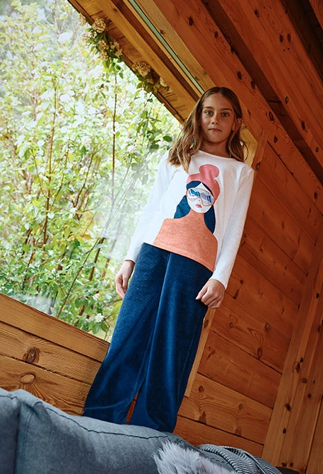 Pantalón niña de pana azul