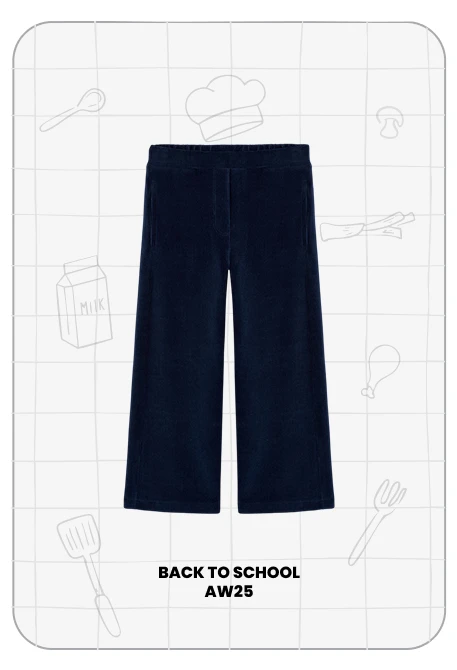 Pantalon fille en velours côtelé bleu