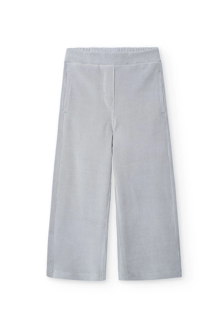 Pantalon fille en velours gris
