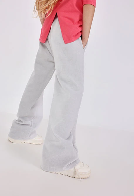 Pantalon fille en velours gris