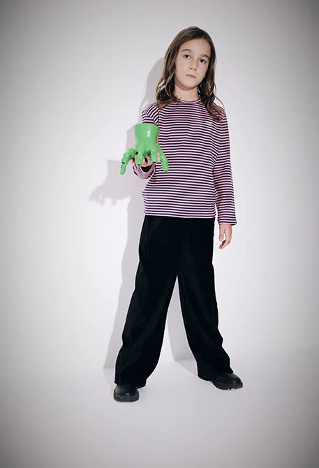 Pantalone bambina di velluto nero