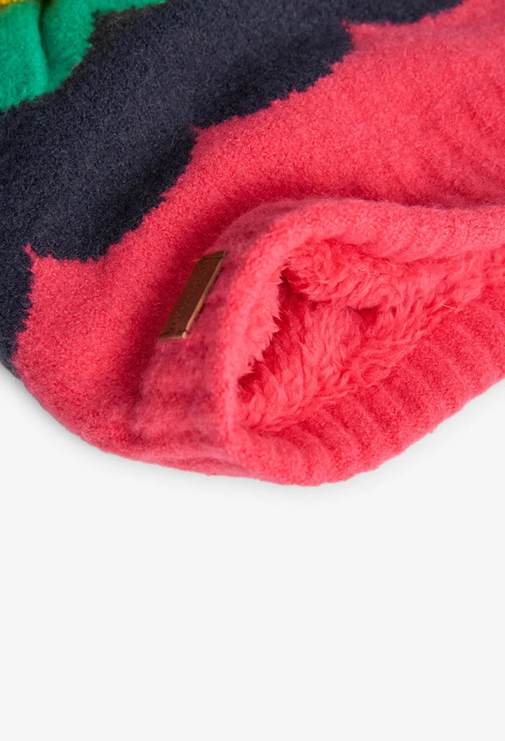 Bonnet multicolore à pompon