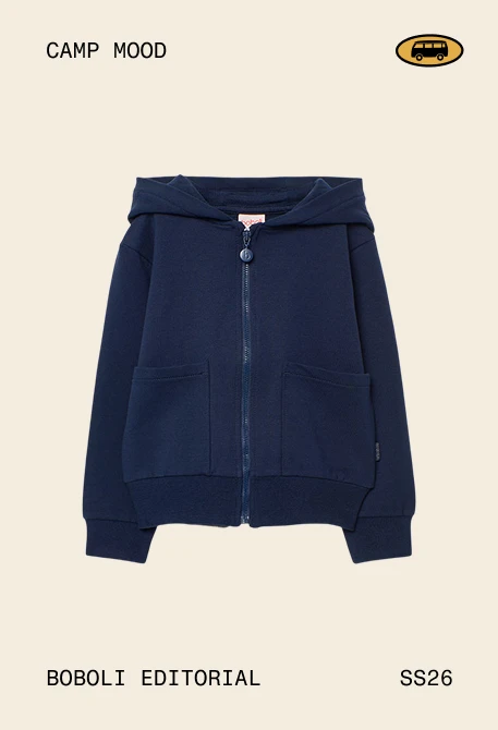 Giacca bambina con cappuccio blu marino