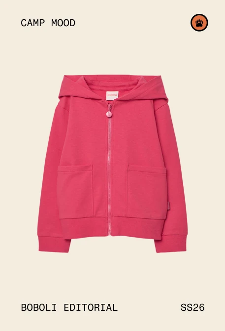 Giacca bambina con cappuccio in rosso
