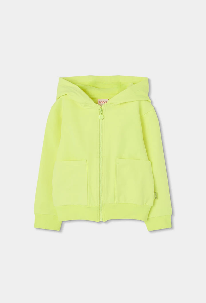 Chaqueta niña capucha en verde fluor