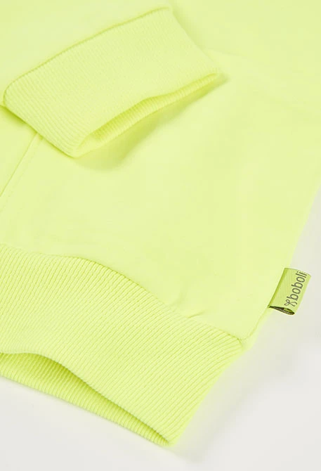 Casaco de menina com capuz em verde fluorescente