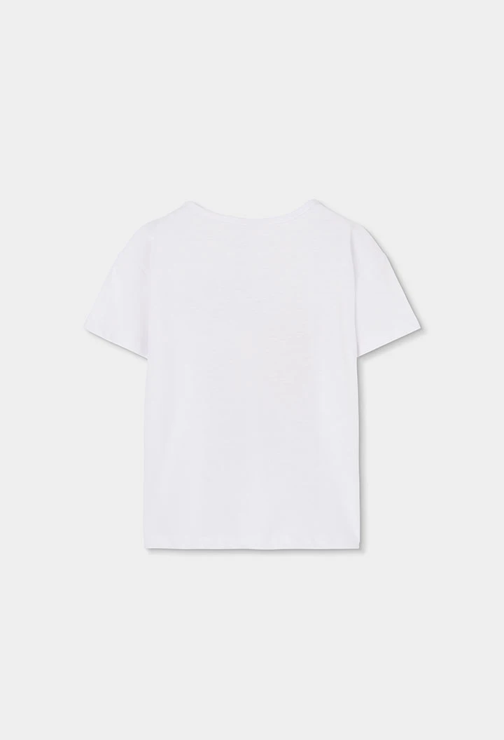 Camiseta niña algodón estampada blanco