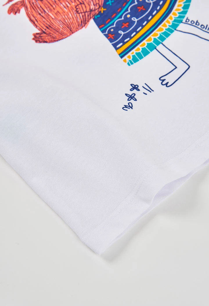 Camiseta menina algodão estampada branco
