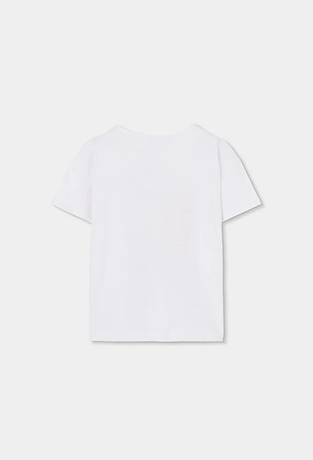 Bedrucktes Baumwoll-T-Shirt für Mädchen in Weiß