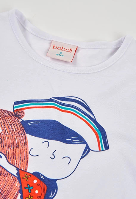 Camiseta niña algodón estampada blanco