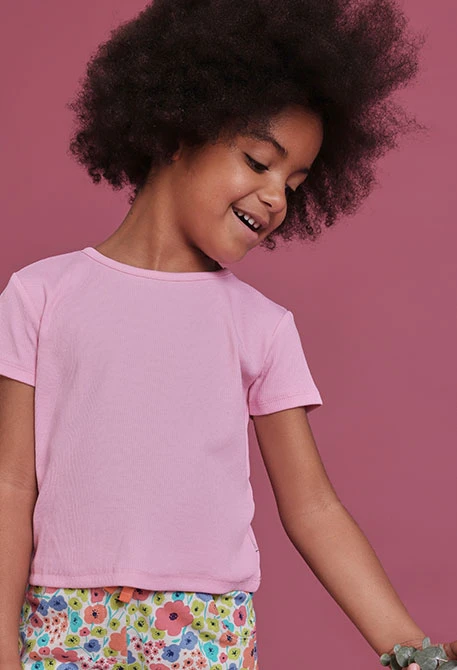 Camiseta niña algodón color rosa