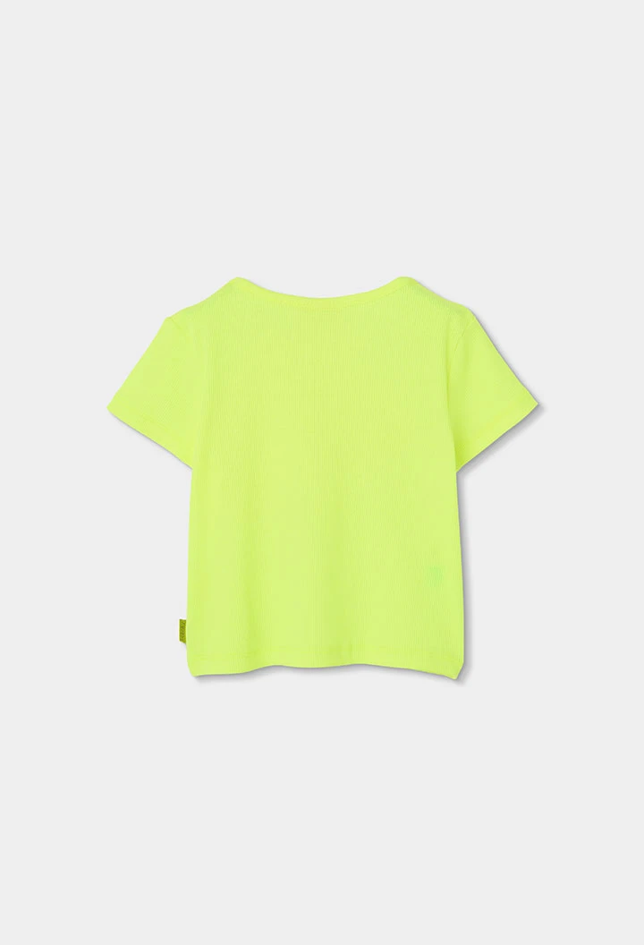 Maglietta bambina cotone verde fluorescente