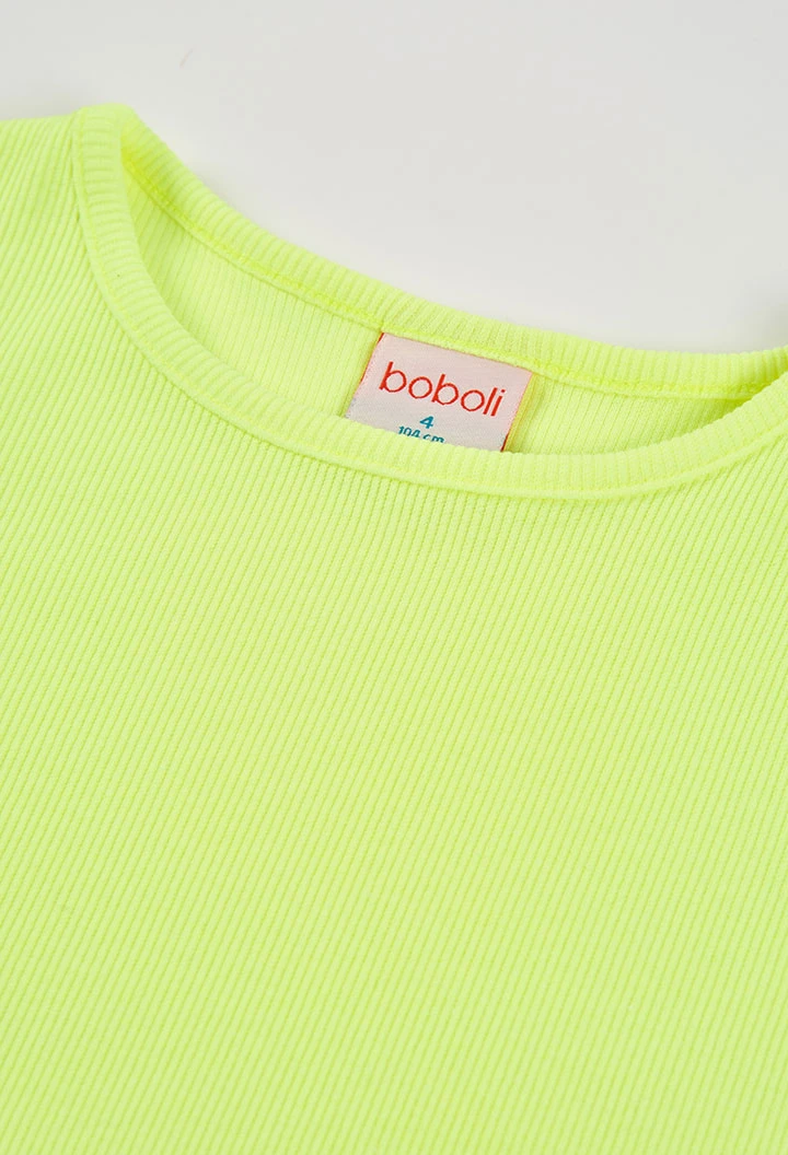 Maglietta bambina cotone verde fluorescente