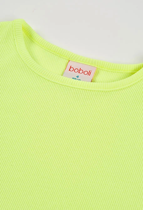 Camiseta niña algodón verde fluor