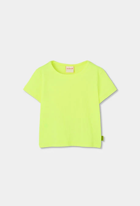 Maglietta bambina cotone verde fluorescente