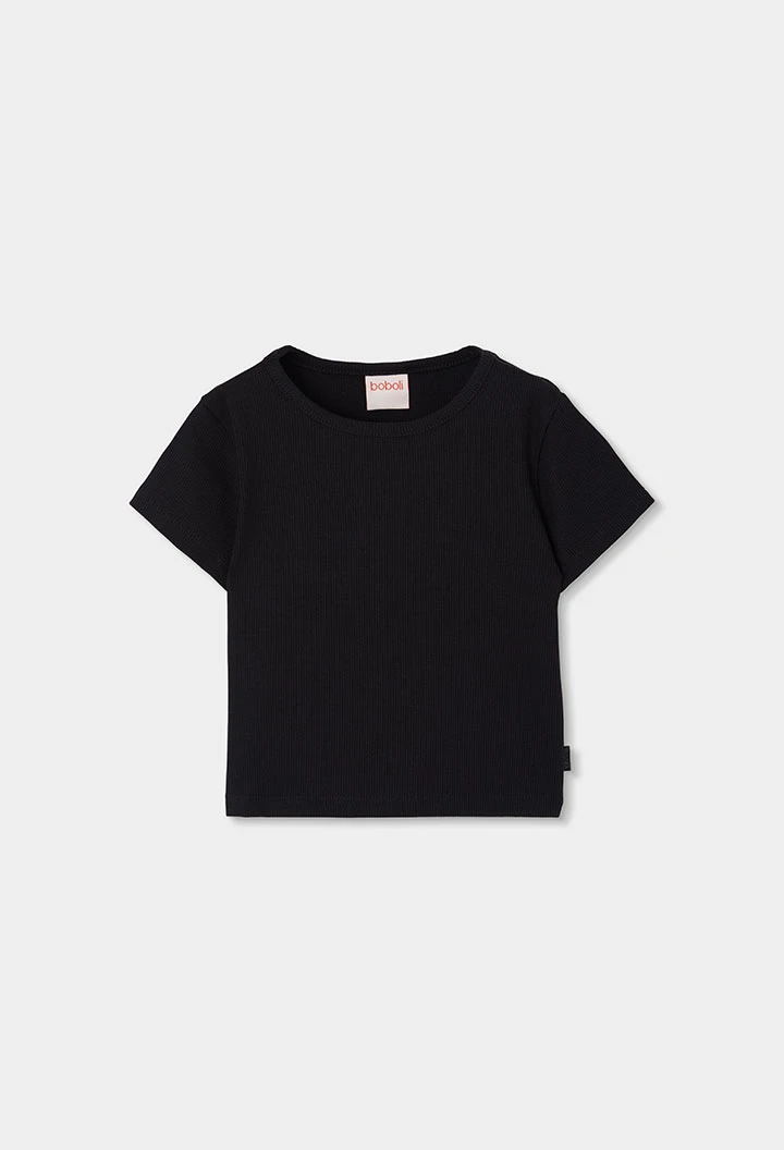 Girl?s black cotton t-shirt