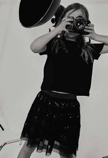 Camiseta niña algodón negro