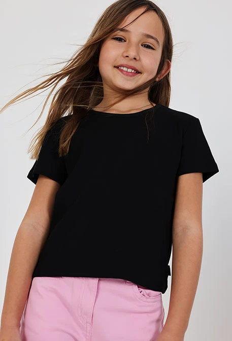 T-shirt menina algodão preto