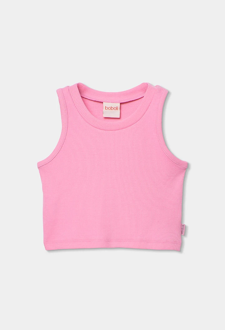 Camisola de alças rapariga algodão rosa