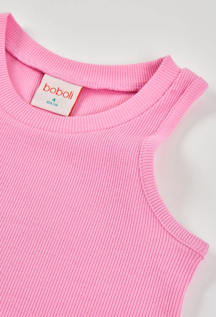 Camisola de alças rapariga algodão rosa