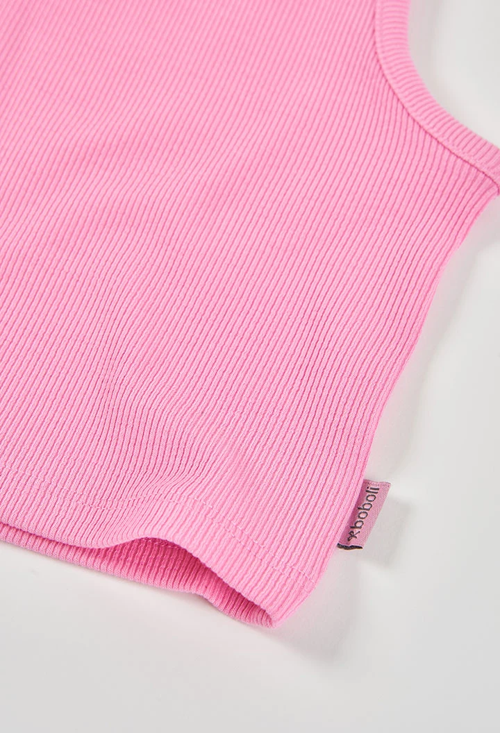 Camisola de alças rapariga algodão rosa