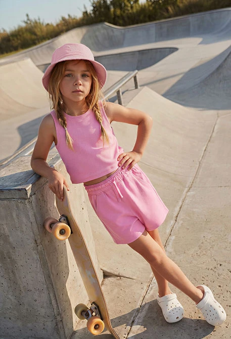 Camiseta tirantes niña algodón rosa