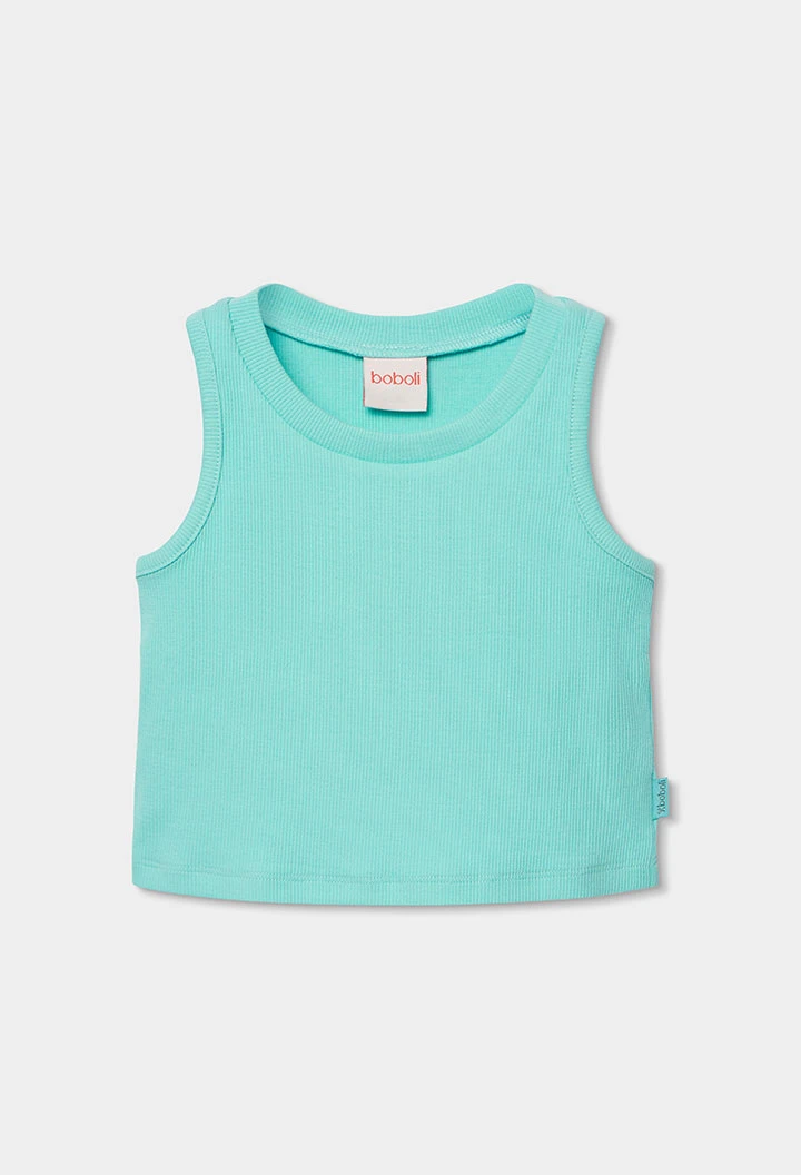 Camisola de alças menina algodão azul celeste