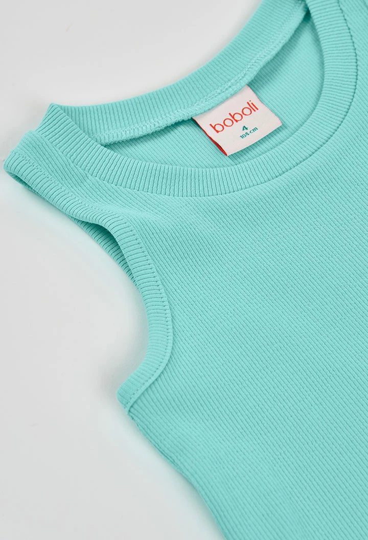 Camisola de alças menina algodão azul celeste