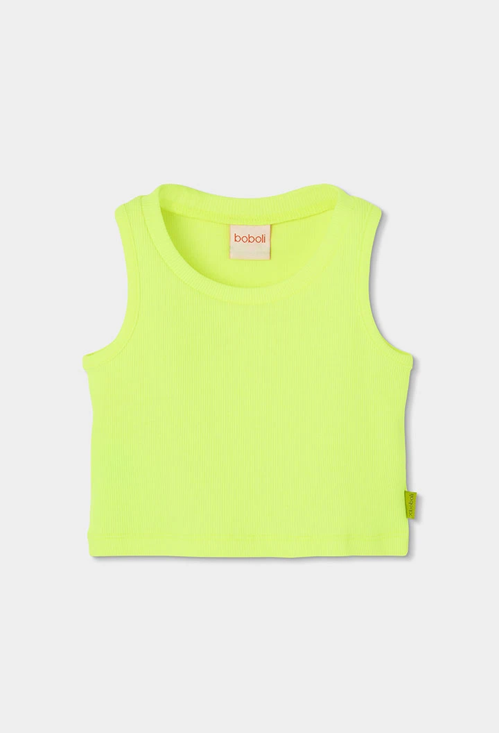 Débardeur fille coton vert fluo