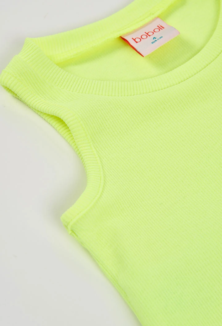 Canottiera bambina cotone verde fluo