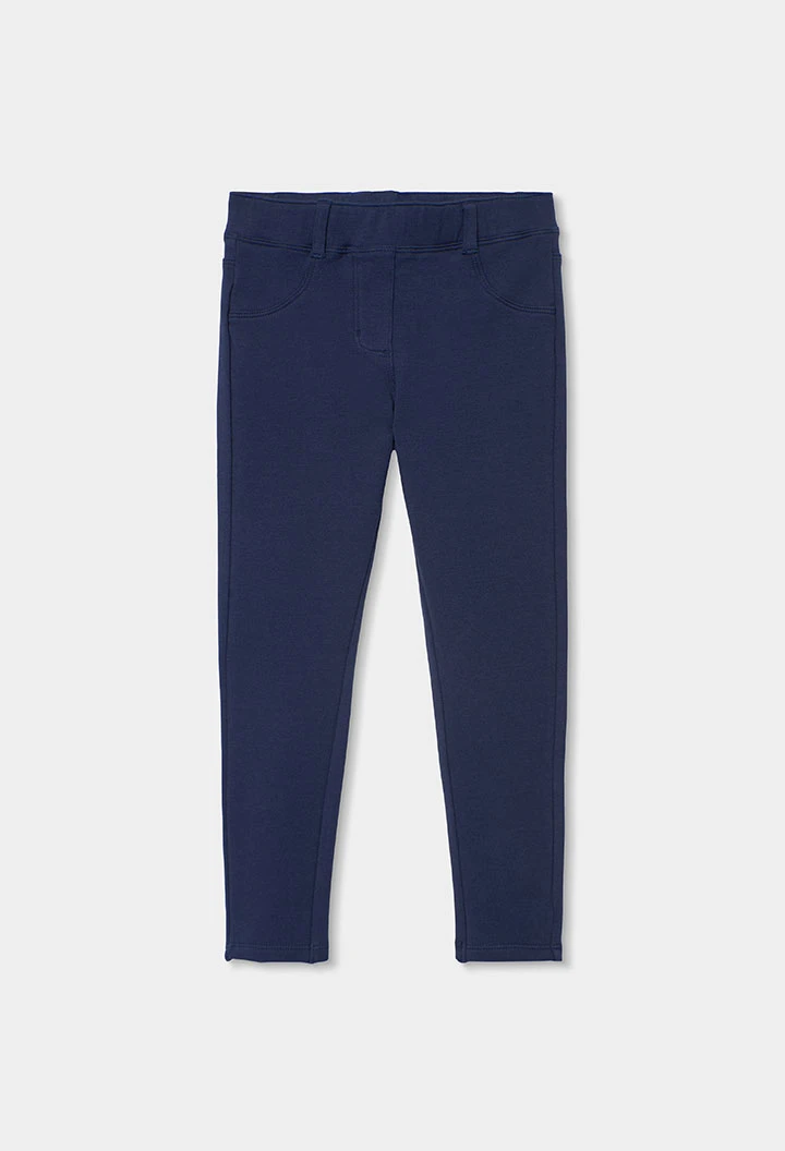 Pantalone bambina cotone blu marino