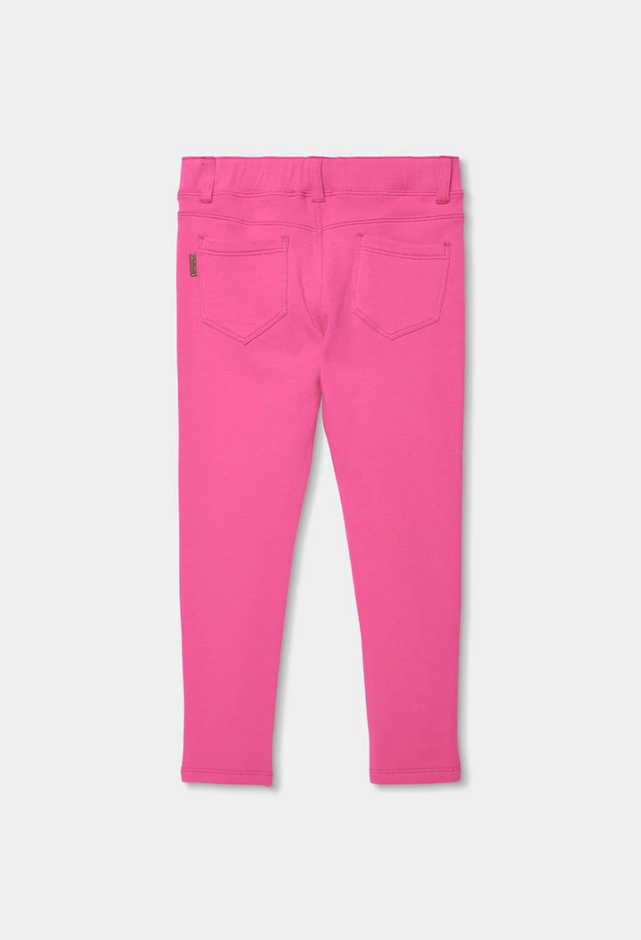 Pantalon fille en coton fuchsia