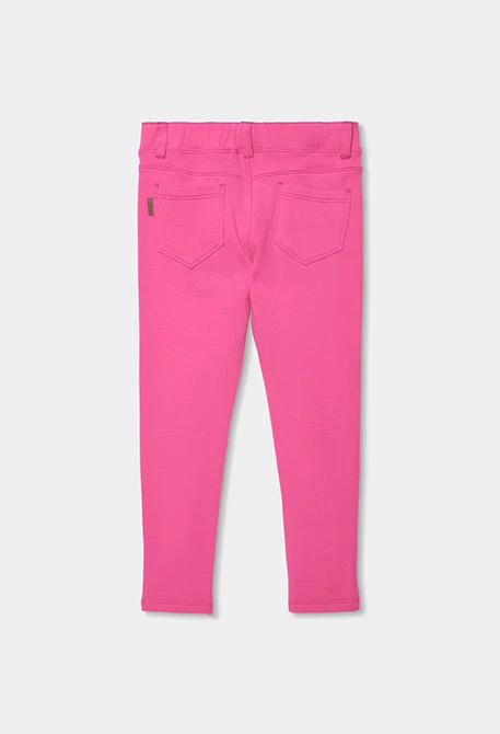 Pantalon fille en coton fuchsia