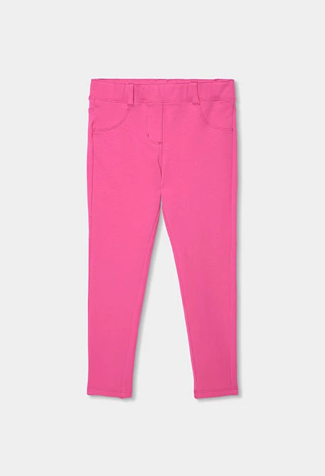 Pantalon fille en coton fuchsia
