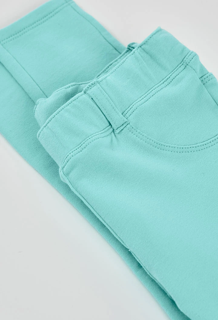 Pantalon fille en coton bleu ciel