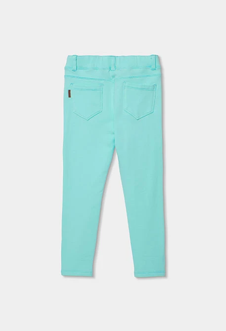 Pantaloni bambina cotone in azzurro cielo