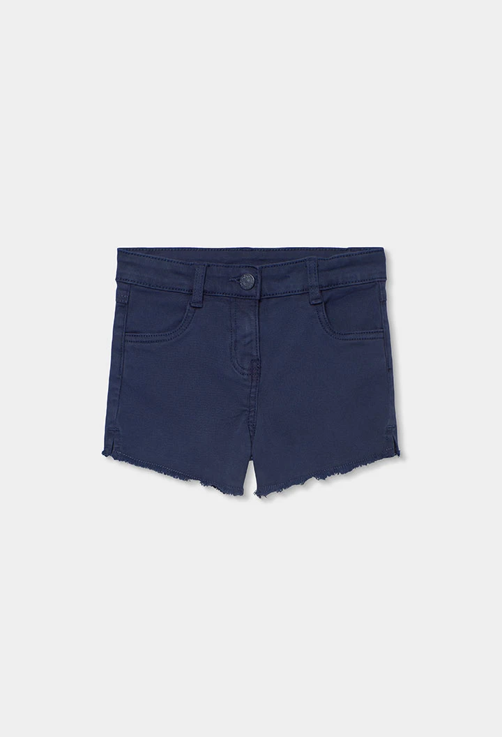 Short en coton bleu marine