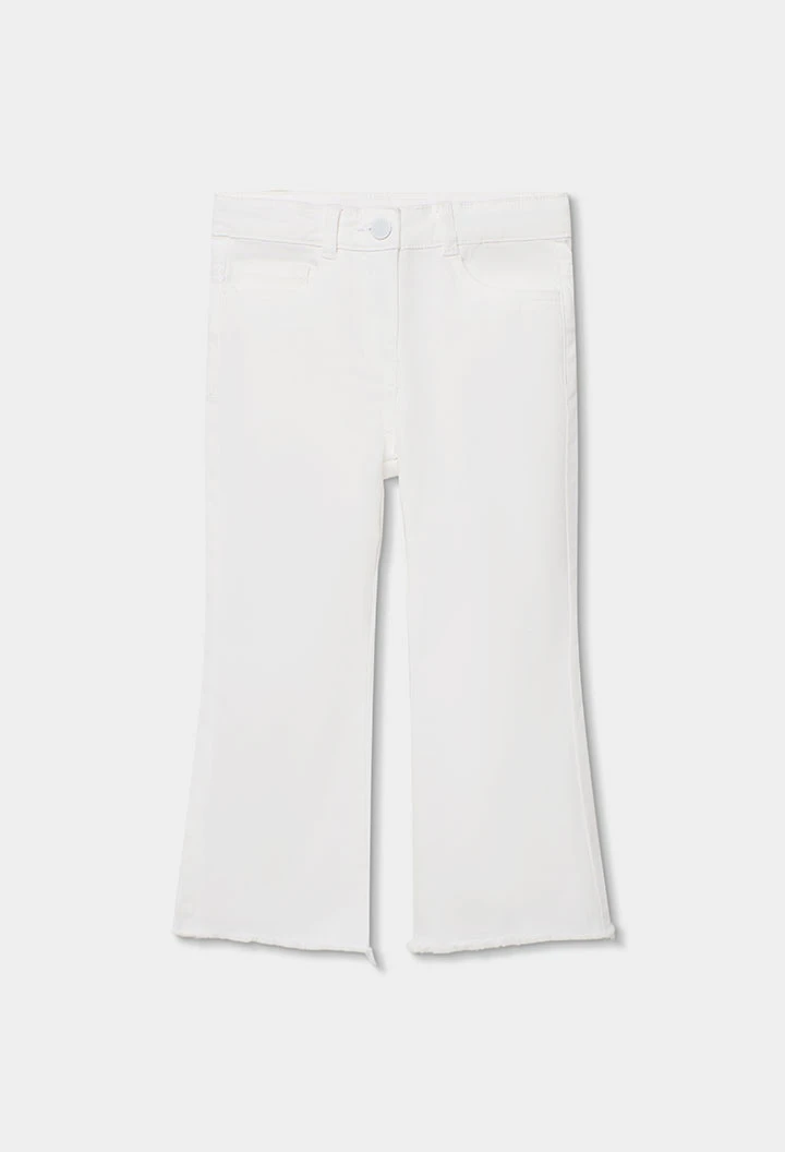 Pantalón niña algodón color blanco