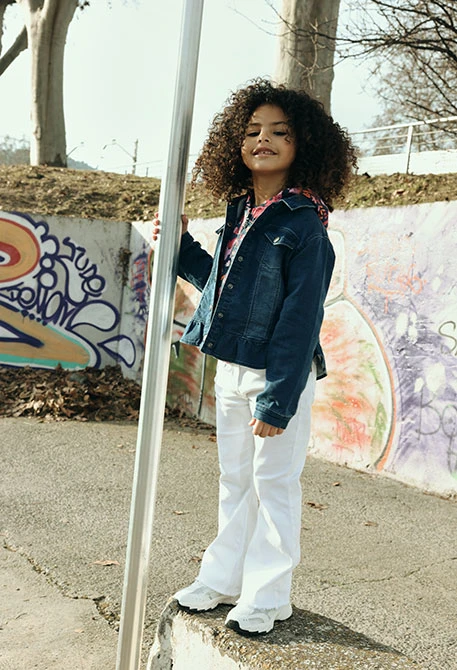 Pantalone bambina cotone colore bianco