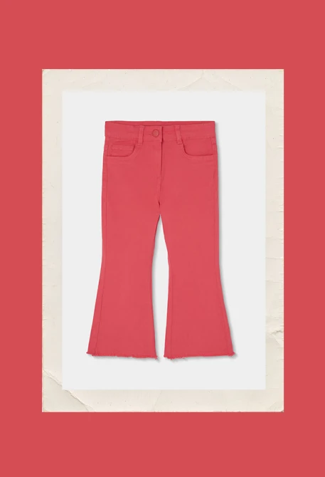 Pantalon en coton couleur fraise pour fille