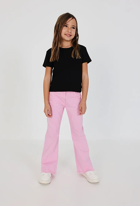 Pantalon fille en coton couleur rouge