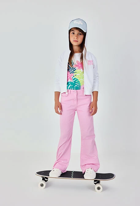 Pantalón niña algodón color rosa
