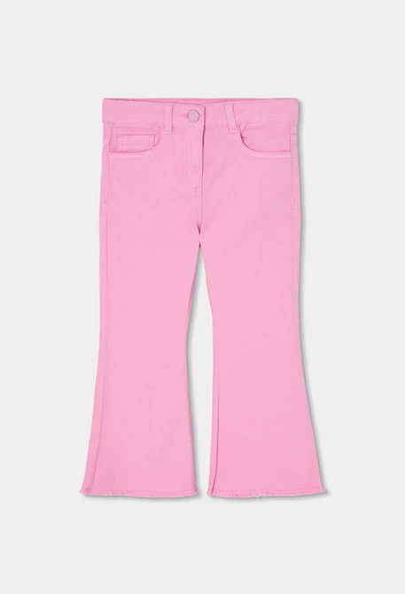 Pantalon fille en coton couleur rose