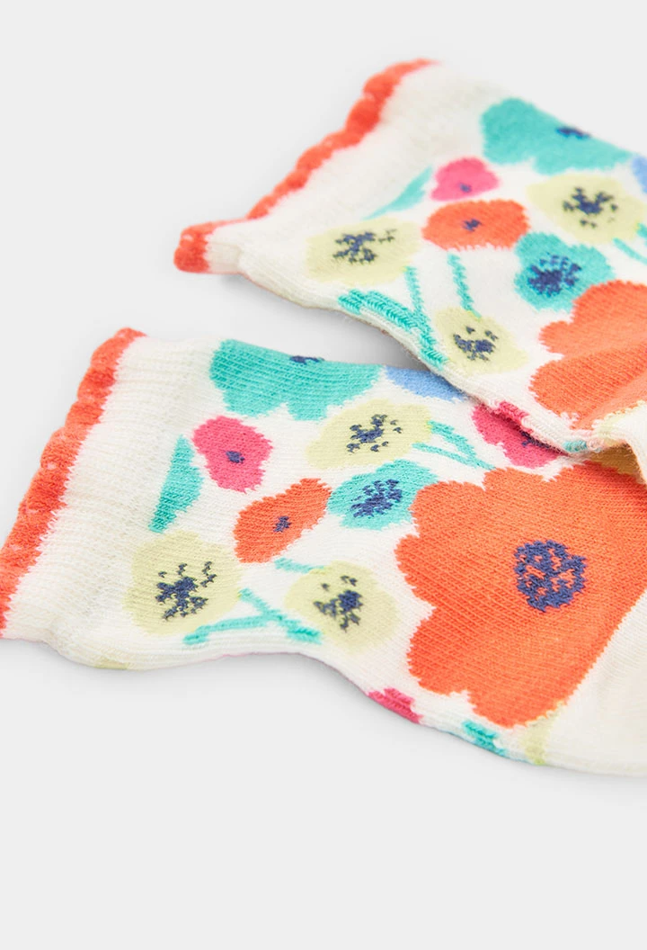 Pack de meias de algodão com flores